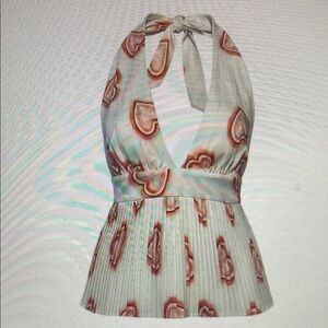 Elegant Halter Neck Top with Abstract Print